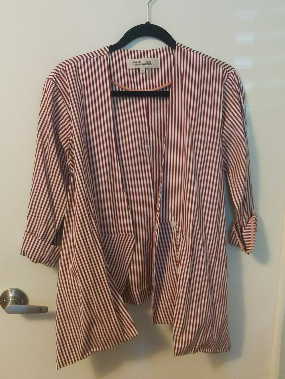 Diane Von Furstenberg Red and White Striped Shirt - Picture 1 of 3